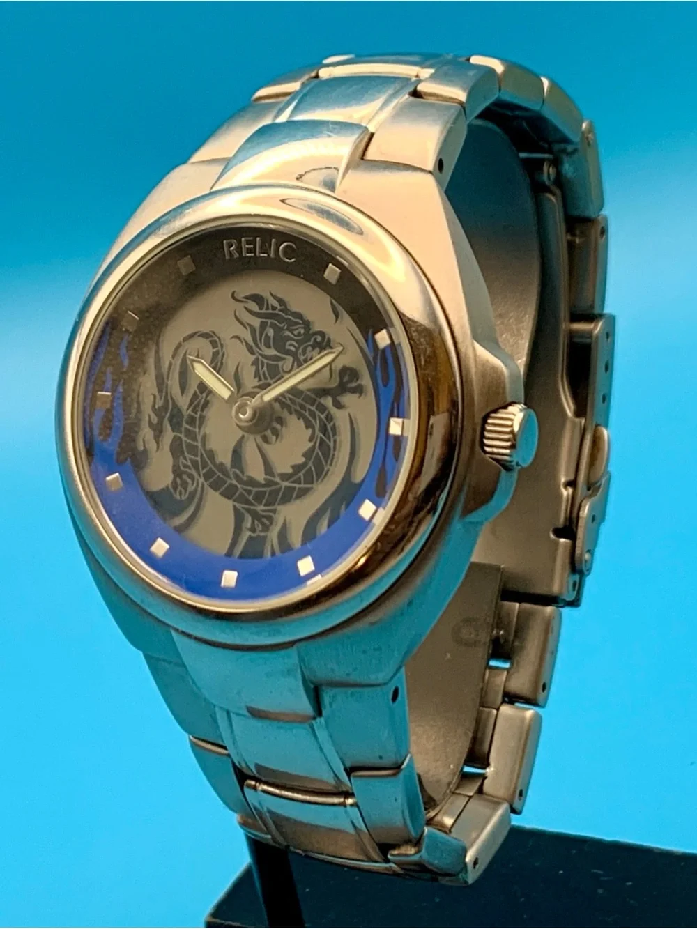 RELIC By FOSSIL ZR55175 Men’s Watch Year Of The Dragon Flames Works New Battery
